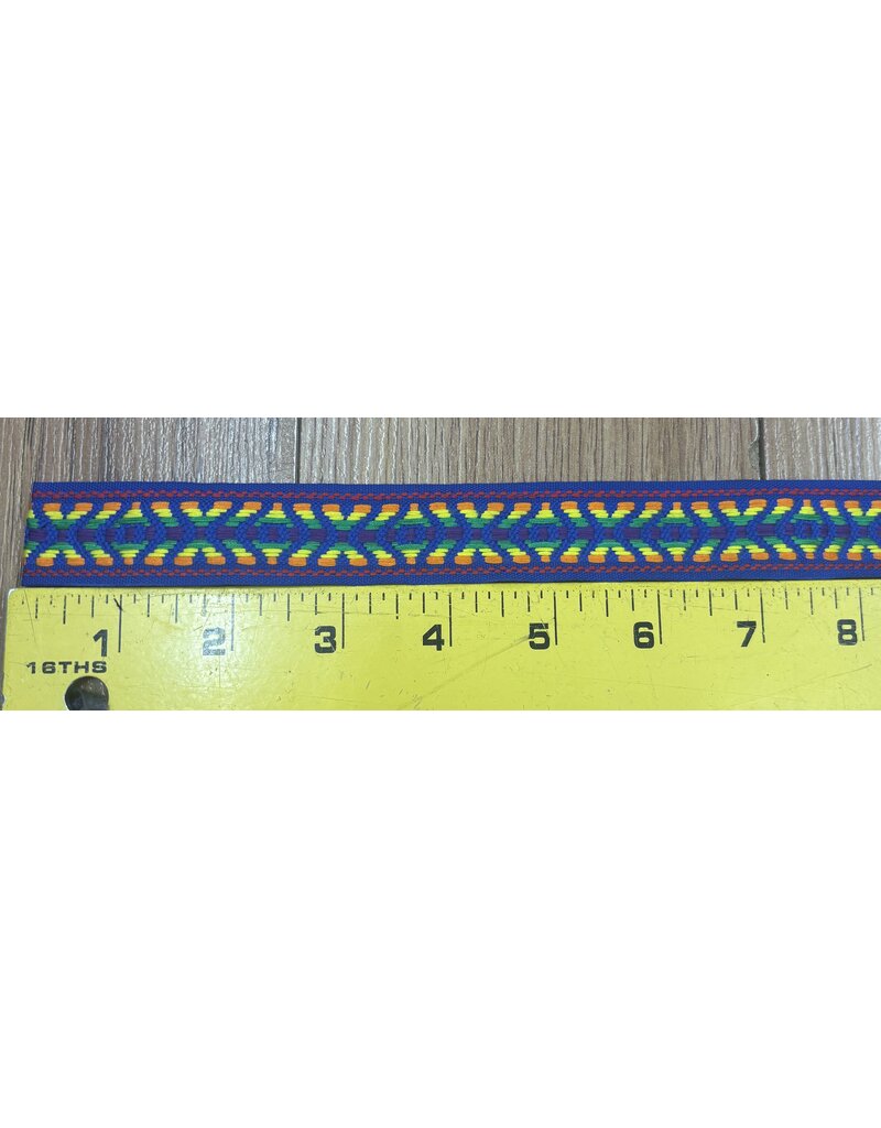 Cloakmakers.com Early Period Crosses and Diamonds Trim - Rainbow on Blue