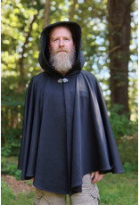 Cloakmakers.com 5786-Washable Black Hard Faced Fleece Ruana Cloak w/ Silver Toned Clasp