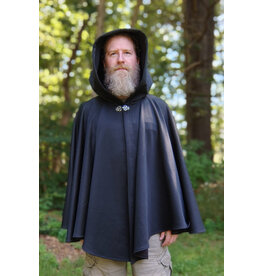 Cloakmakers.com 5786-Washable Black Hard Faced Fleece Ruana Cloak w/ Silver Toned Clasp