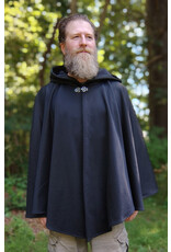 Cloakmakers.com 5786-Washable Black Hard Faced Fleece Ruana Cloak w/ Silver Toned Clasp