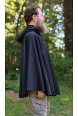 Cloakmakers.com 5786-Washable Black Hard Faced Fleece Ruana Cloak w/ Silver Toned Clasp