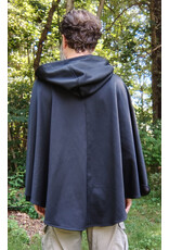 Cloakmakers.com 5786-Washable Black Hard Faced Fleece Ruana Cloak w/ Silver Toned Clasp