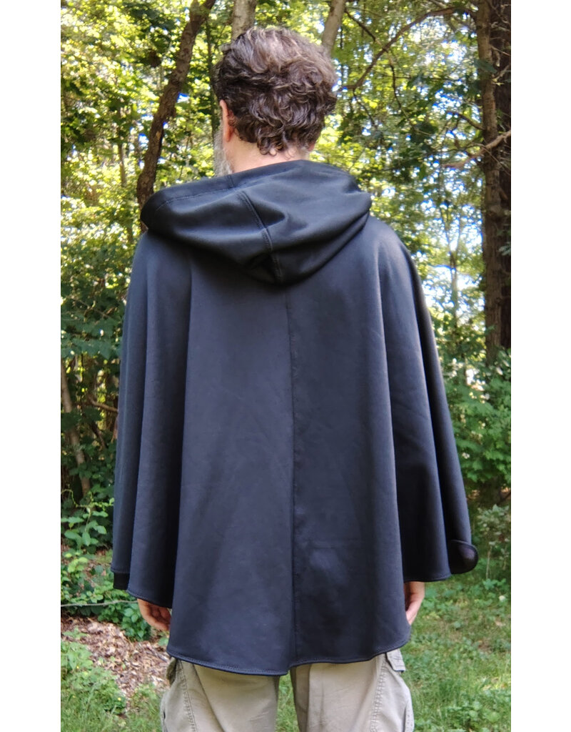 Cloakmakers.com 5786-Washable Black Hard Faced Fleece Ruana Cloak w/ Silver Toned Clasp