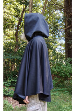 Cloakmakers.com 5786-Washable Black Hard Faced Fleece Ruana Cloak w/ Silver Toned Clasp
