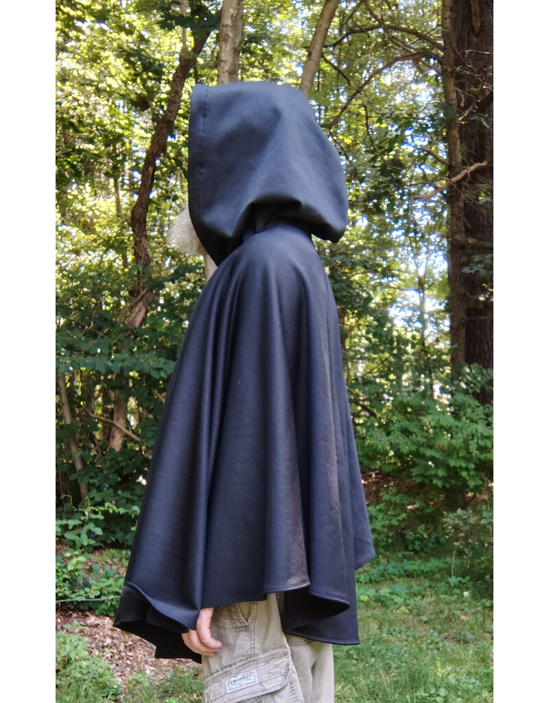 Cloakmakers.com 5786-Washable Black Hard Faced Fleece Ruana Cloak w/ Silver Toned Clasp