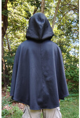 Cloakmakers.com 5786-Washable Black Hard Faced Fleece Ruana Cloak w/ Silver Toned Clasp