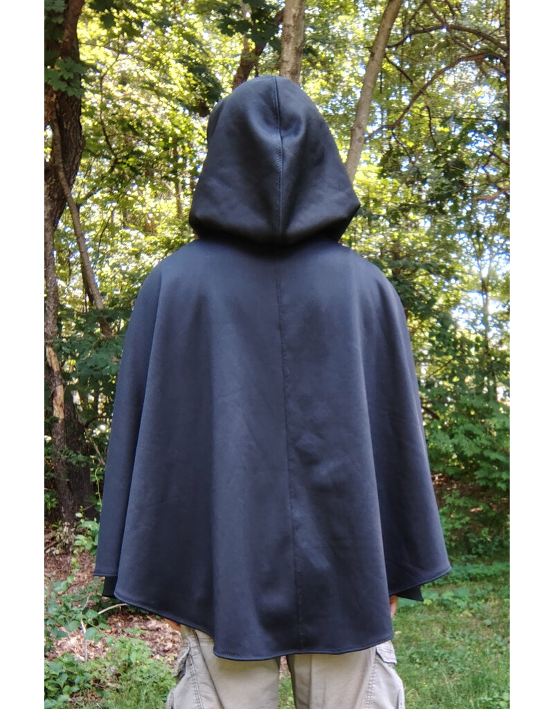 Cloakmakers.com 5786-Washable Black Hard Faced Fleece Ruana Cloak w/ Silver Toned Clasp