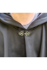 Cloakmakers.com 5786-Washable Black Hard Faced Fleece Ruana Cloak w/ Silver Toned Clasp