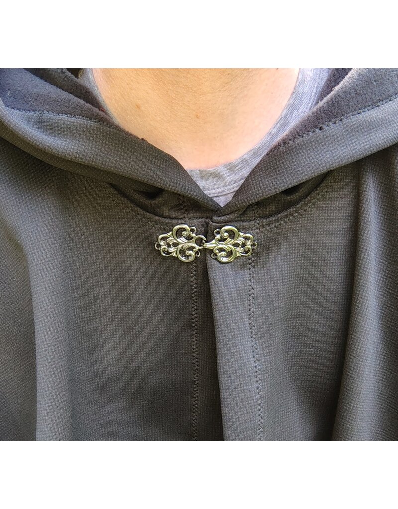 Cloakmakers.com 5786-Washable Black Hard Faced Fleece Ruana Cloak w/ Silver Toned Clasp