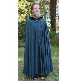 Cloakmakers.com 5788-Washable Lightweight Forest Green Wool Cloak w/ Silver Velvet Hood Lining