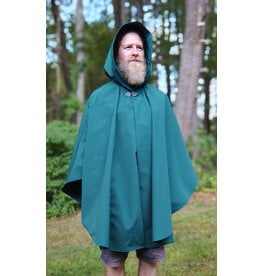 Cloakmakers.com 5792-Washable Green Raincloak w/ Interior Pockets & Silver Toned Clasp