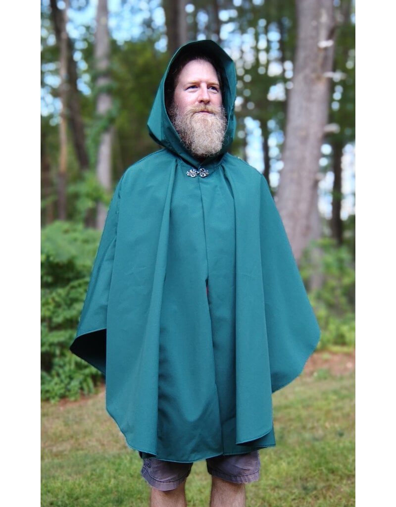 Cloakmakers.com 5792-Washable Green Raincloak w/ Interior Pockets & Silver Toned Clasp