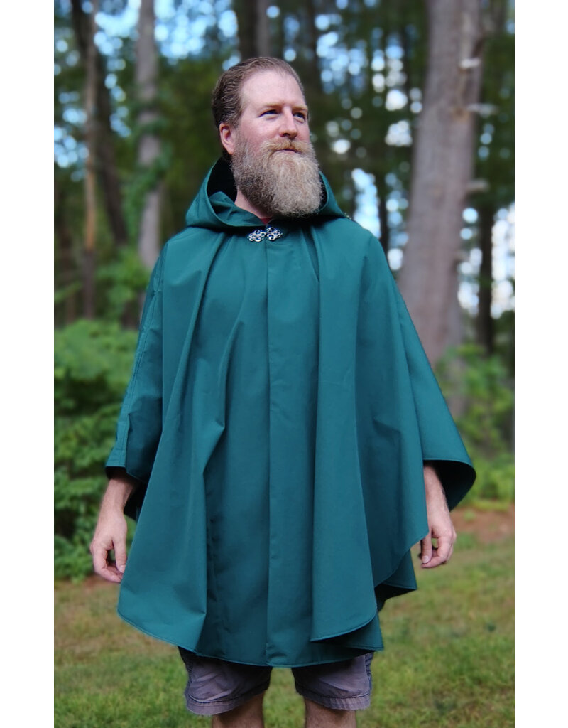 Cloakmakers.com 5792-Washable Green Raincloak w/ Interior Pockets & Silver Toned Clasp