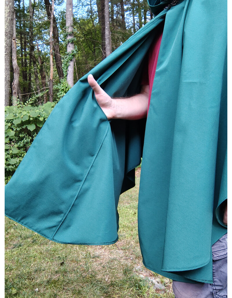 Cloakmakers.com 5792-Washable Green Raincloak w/ Interior Pockets & Silver Toned Clasp