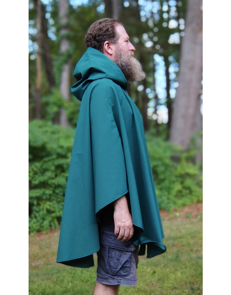 Cloakmakers.com 5792-Washable Green Raincloak w/ Interior Pockets & Silver Toned Clasp