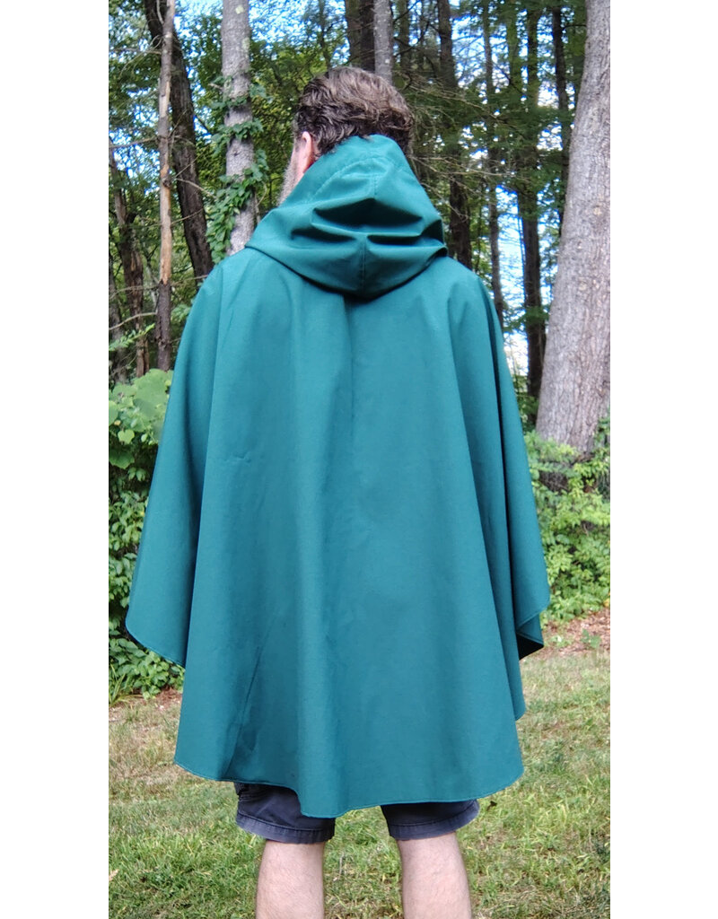 Cloakmakers.com 5792-Washable Green Raincloak w/ Interior Pockets & Silver Toned Clasp
