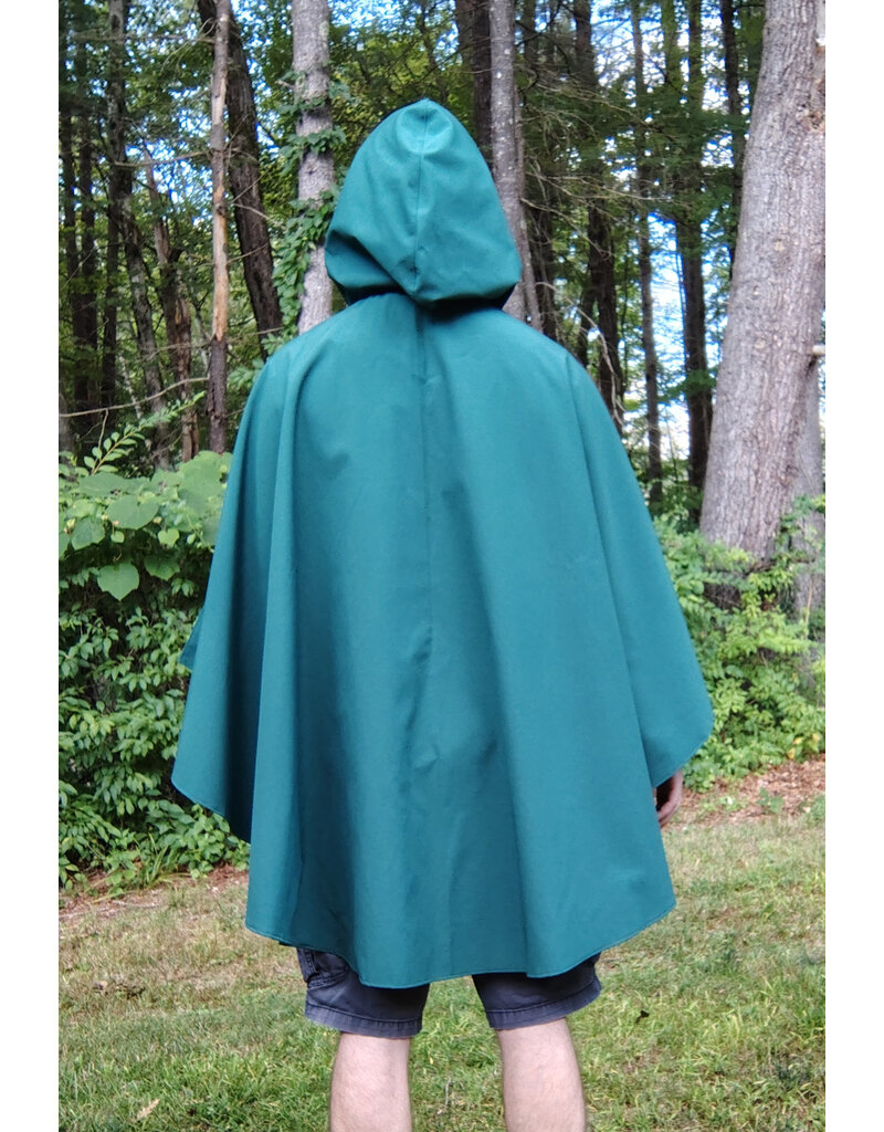 Cloakmakers.com 5792-Washable Green Raincloak w/ Interior Pockets & Silver Toned Clasp