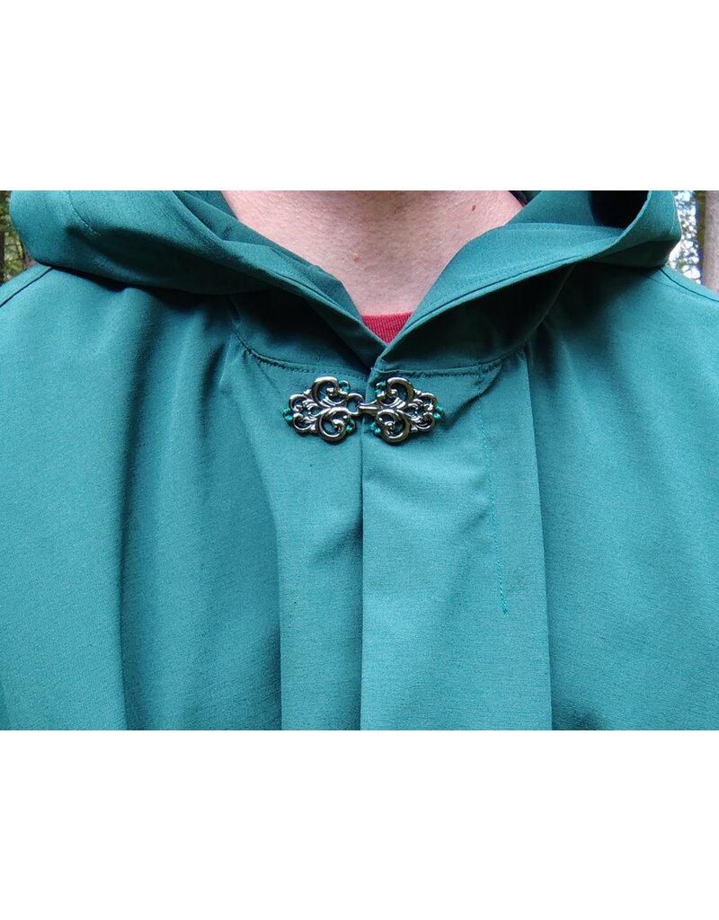 Cloakmakers.com 5792-Washable Green Raincloak w/ Interior Pockets & Silver Toned Clasp