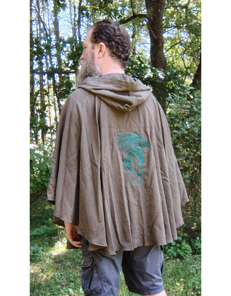 Cloakmakers.com 5794-Washable Lightweight Short Ranger Cloak w/ Green Dragon Embroidery