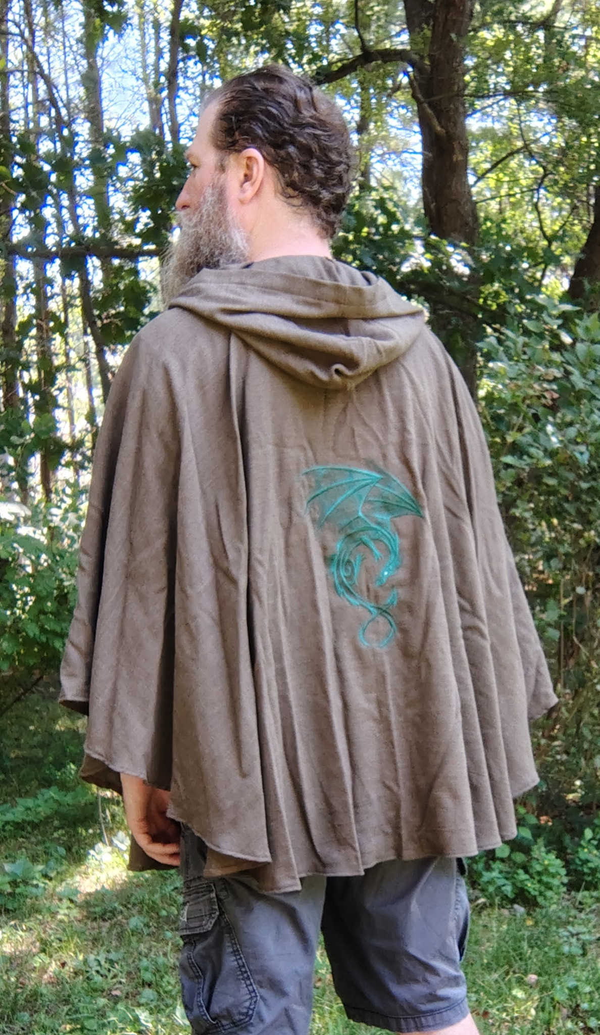 5794-Washable Lightweight Short Ranger Cloak w/ Green Dragon