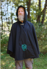 Cloakmakers.com 5795-Washable Black Woven Wool Blend Cloak w/ Green Dragon Embroidery