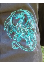 Cloakmakers.com 5795-Washable Black Woven Wool Blend Cloak w/ Green Dragon Embroidery