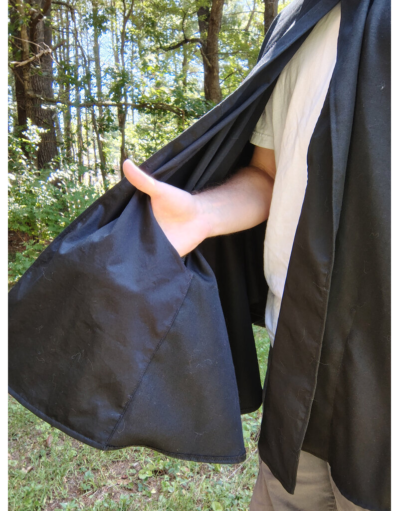 Cloakmakers.com 5795-Washable Black Woven Wool Blend Cloak w/ Green Dragon Embroidery