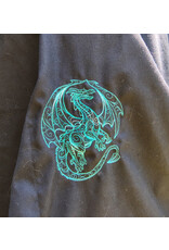 Cloakmakers.com 5795-Washable Black Woven Wool Blend Cloak w/ Green Dragon Embroidery