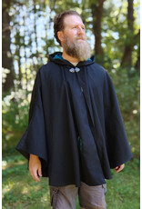 Cloakmakers.com 5795-Washable Black Woven Wool Blend Cloak w/ Green Dragon Embroidery