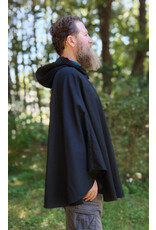 Cloakmakers.com 5795-Washable Black Woven Wool Blend Cloak w/ Green Dragon Embroidery