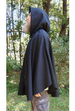 Cloakmakers.com 5795-Washable Black Woven Wool Blend Cloak w/ Green Dragon Embroidery