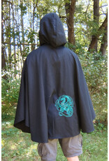 Cloakmakers.com 5795-Washable Black Woven Wool Blend Cloak w/ Green Dragon Embroidery