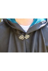 Cloakmakers.com 5795-Washable Black Woven Wool Blend Cloak w/ Green Dragon Embroidery