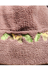 Cloakmakers.com H542-Washable Brown Fleece Hooded Cowl w/ Acorn & Leaves Embroidery