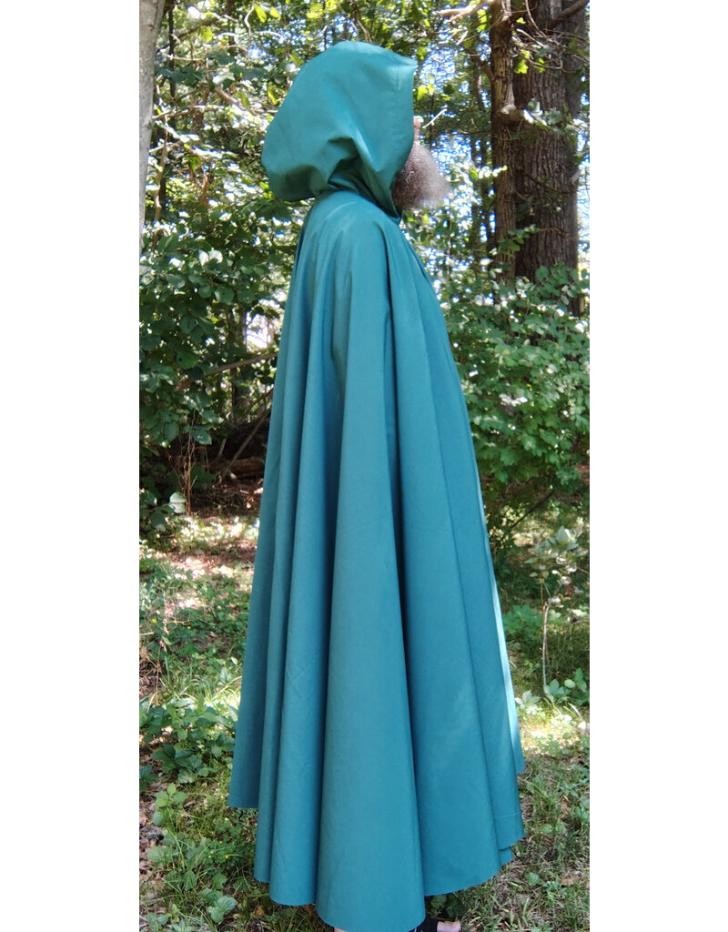 Cloakmakers.com 5797-Washable Long Green Raincloak w/ Silver Toned Clasp