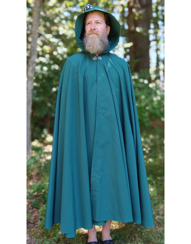 Cloakmakers.com 5797-Washable Long Green Raincloak w/ Silver Toned Clasp