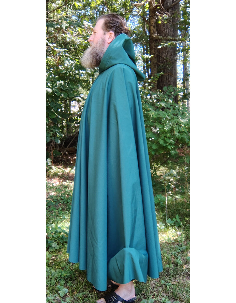 Cloakmakers.com 5797-Washable Long Green Raincloak w/ Silver Toned Clasp
