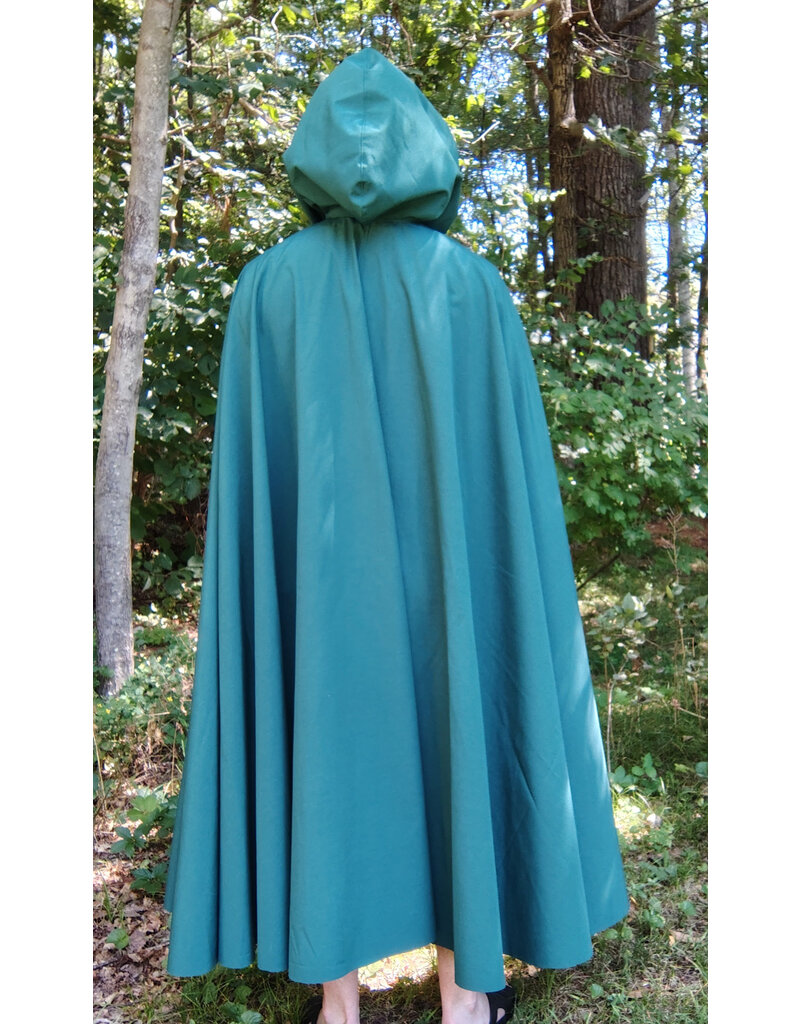 Cloakmakers.com 5797-Washable Long Green Raincloak w/ Silver Toned Clasp