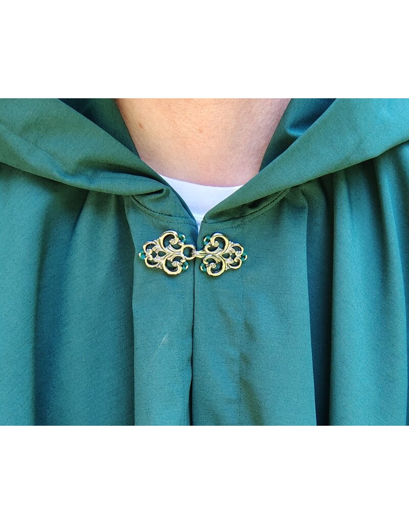 Cloakmakers.com 5797-Washable Long Green Raincloak w/ Silver Toned Clasp