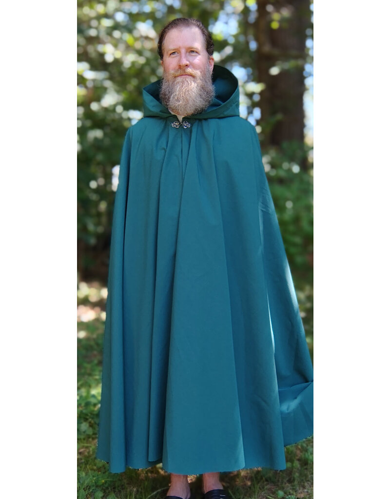 Cloakmakers.com 5797-Washable Long Green Raincloak w/ Silver Toned Clasp