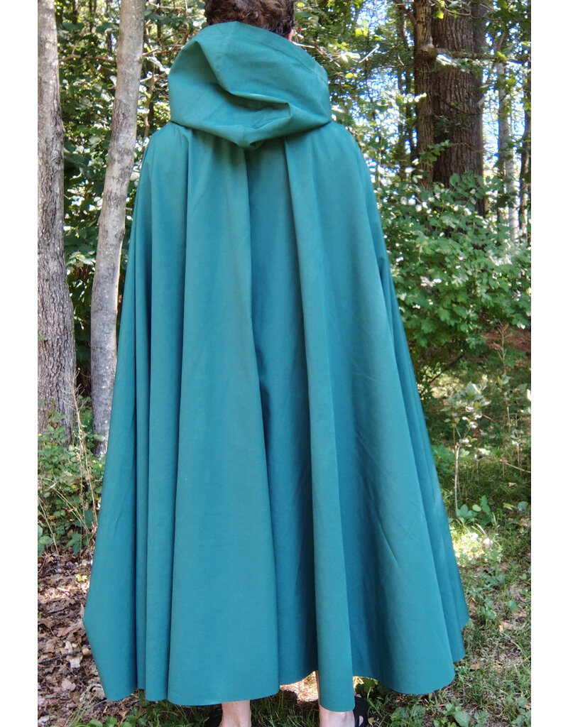 Cloakmakers.com 5797-Washable Long Green Raincloak w/ Silver Toned Clasp