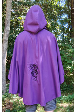 Cloakmakers.com 5798-Washable Purple Faux Wool Cloak w/ Dragon Embroidery and Pockets