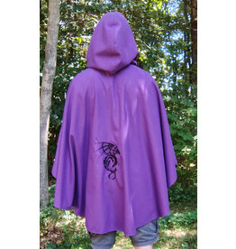 Cloakmakers.com 5798-Washable Purple Faux Wool Cloak w/ Dragon Embroidery and Pockets