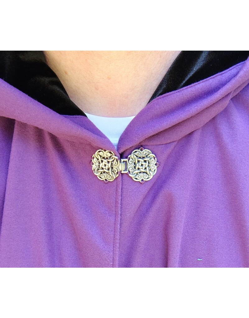 Cloakmakers.com 5798-Washable Purple Faux Wool Cloak w/ Dragon Embroidery and Pockets