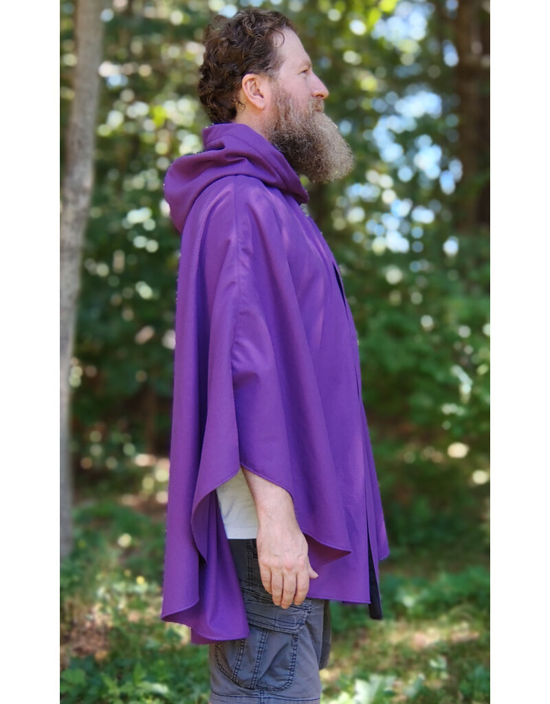 Cloakmakers.com 5798-Washable Purple Faux Wool Cloak w/ Dragon Embroidery and Pockets