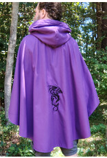 Cloakmakers.com 5798-Washable Purple Faux Wool Cloak w/ Dragon Embroidery and Pockets