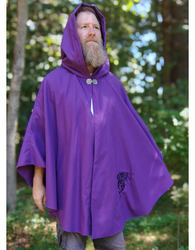 Cloakmakers.com 5798-Washable Purple Faux Wool Cloak w/ Dragon Embroidery and Pockets