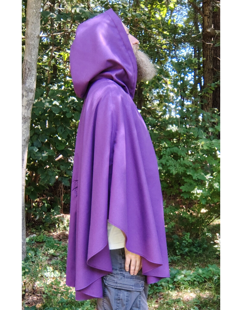 Cloakmakers.com 5798-Washable Purple Faux Wool Cloak w/ Dragon Embroidery and Pockets