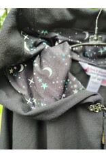 Cloakmakers.com 5799-Washable Lightweight Black Wool Cloak w/ Nighttime Sky Hood Lining