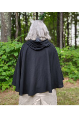 Cloakmakers.com 5799-Washable Lightweight Black Wool Cloak w/ Nighttime Sky Hood Lining